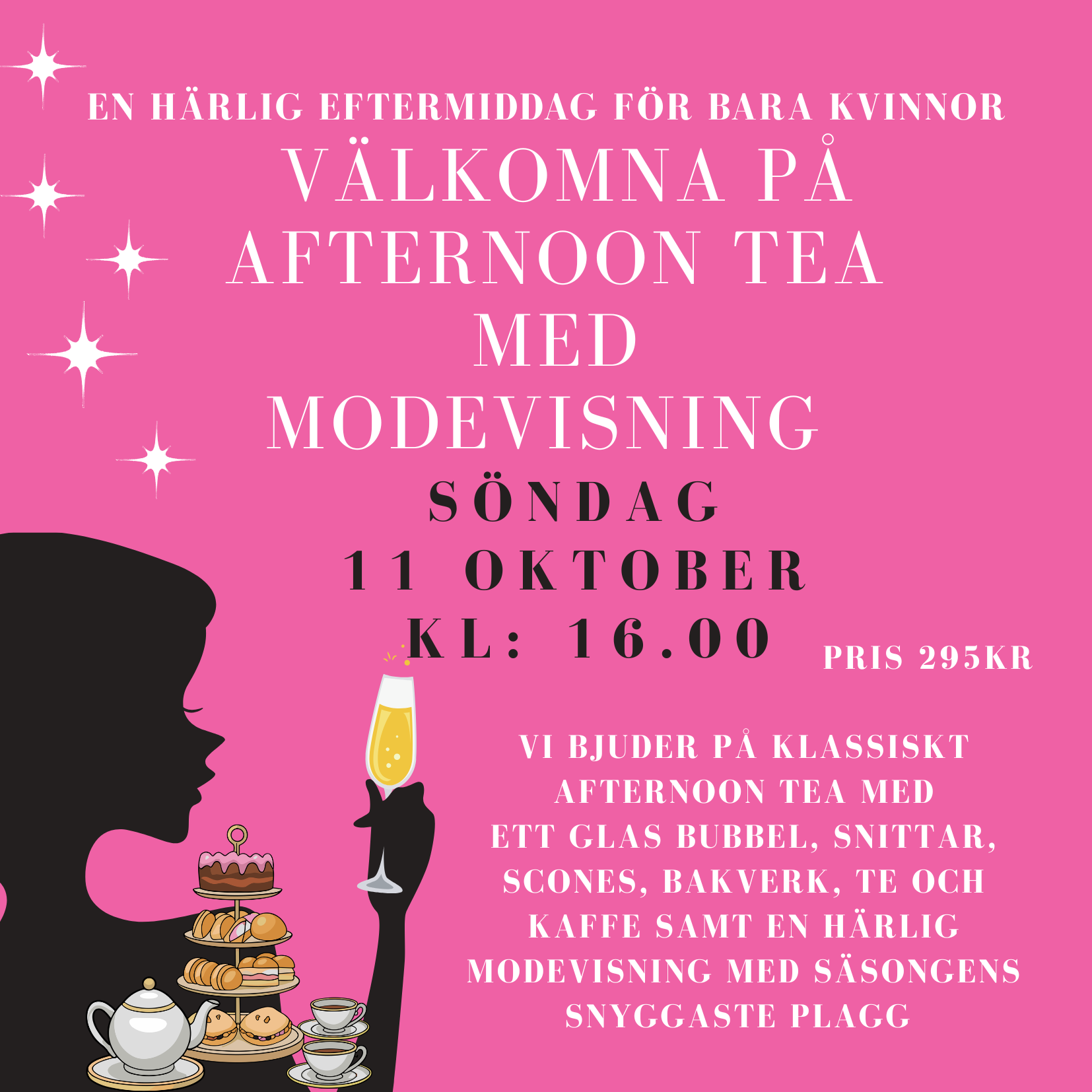 Tjejkväll-Afternoon Tea och modevisning med Gustavas Magasin